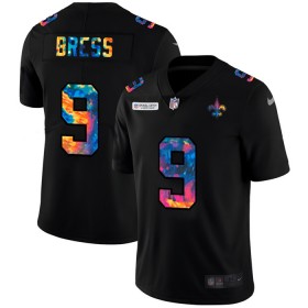 Miesten New Orleans Saints NFL Pelipaita Drew Brees 9 Nike Flocked Leopard Print Musta